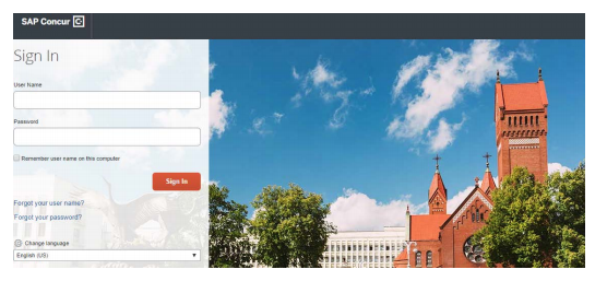 Screenshot for Concur signon error