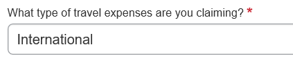 Type of travel expenses question screenshot