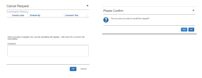 Cancel request screen