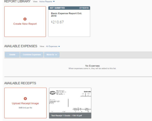 How to create expense report - create new report screenshot